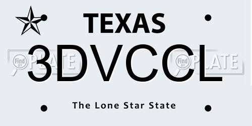 3DVCCL Texas License Plate