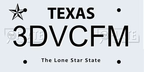 3DVCFM Texas License Plate