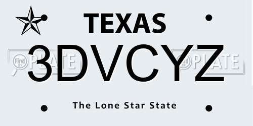 3DVCYZ Texas License Plate