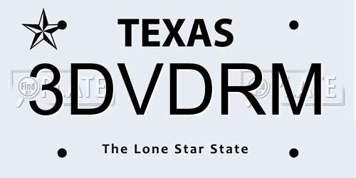 3DVDRM Texas License Plate