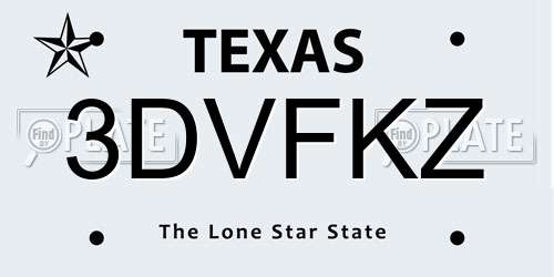 3DVFKZ Texas License Plate