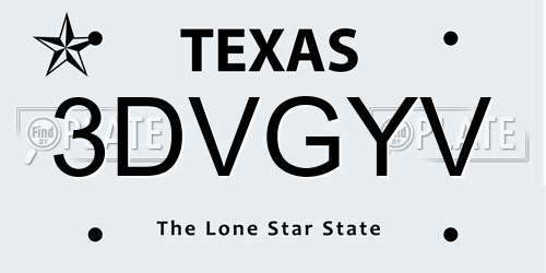 3DVGYV Texas License Plate