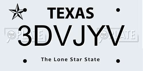 3DVJYV Texas License Plate