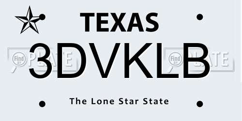 3DVKLB Texas License Plate