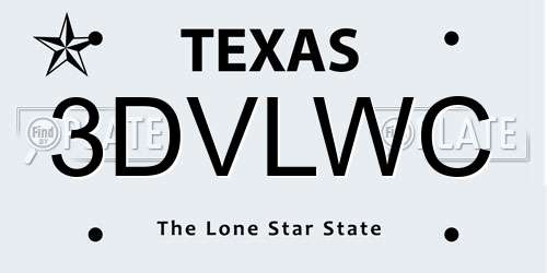 3DVLWC Texas License Plate