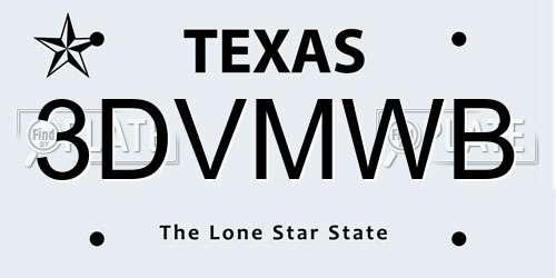 3DVMWB Texas License Plate