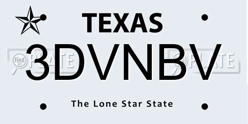 3DVNBV Texas License Plate