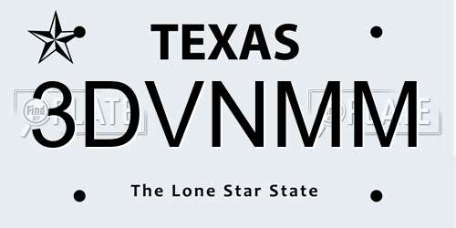 3DVNMM Texas License Plate