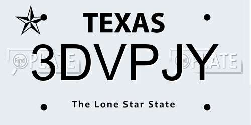 3DVPJY Texas License Plate