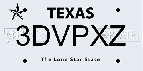 3DVPXZ Texas License Plate