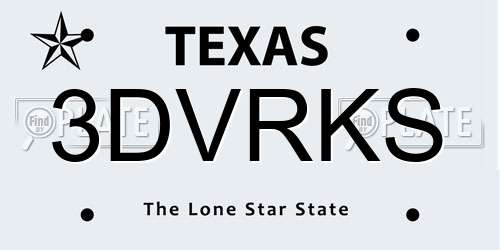 3DVRKS Texas License Plate