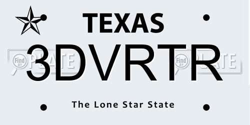 3DVRTR Texas License Plate