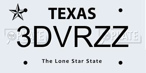 3DVRZZ Texas License Plate