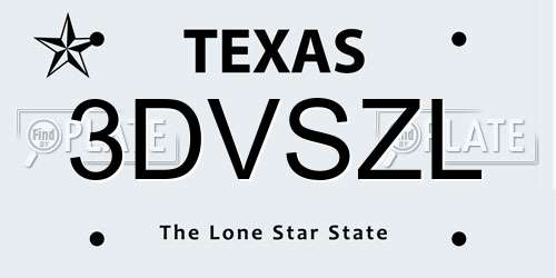 3DVSZL Texas License Plate