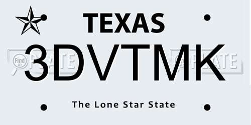 3DVTMK Texas License Plate