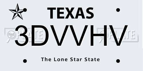 3DVVHV Texas License Plate
