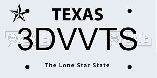 3DVVTS Texas License Plate