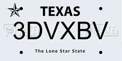 3DVXBV Texas License Plate