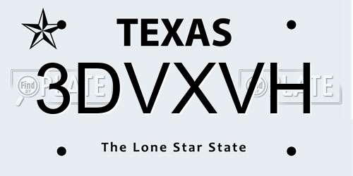 3DVXVH Texas License Plate