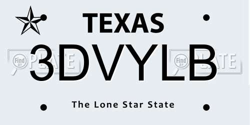 3DVYLB Texas License Plate