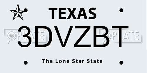 3DVZBT Texas License Plate