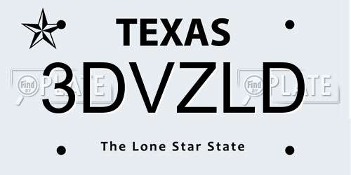 3DVZLD Texas License Plate
