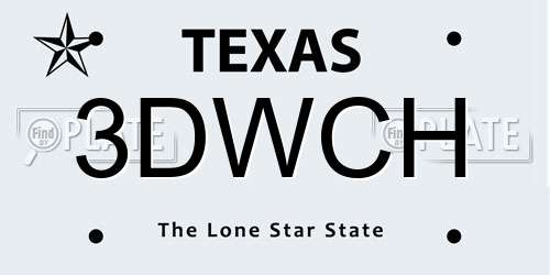 3DWCH Texas License Plate