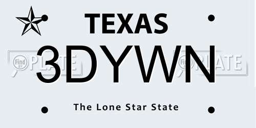 3DYWN Texas License Plate