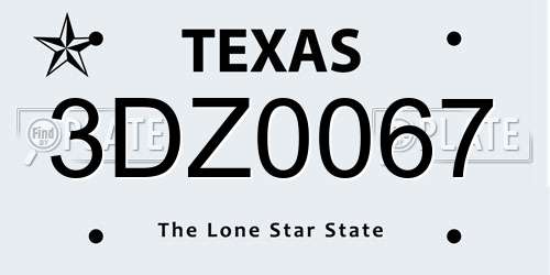 3DZ0067 Texas License Plate