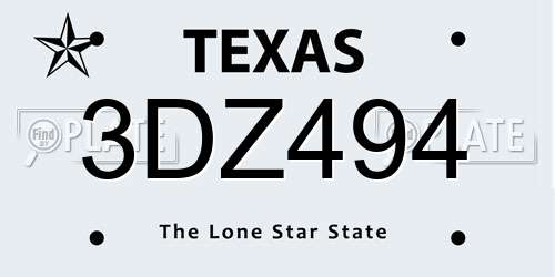 3DZ494 Texas License Plate