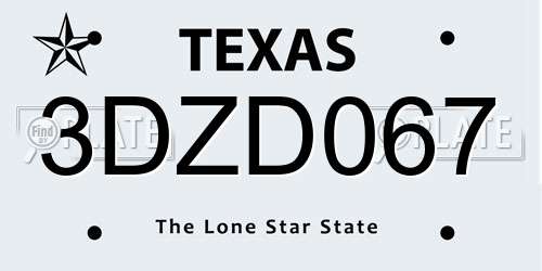 3DZD067 Texas License Plate