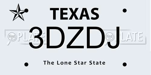 3DZDJ Texas License Plate