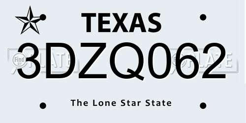 3DZQ062 Texas License Plate