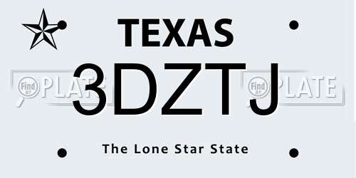 3DZTJ Texas License Plate