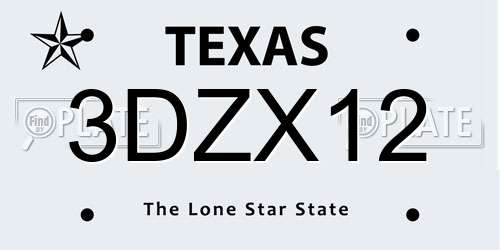 3DZX12 Texas License Plate