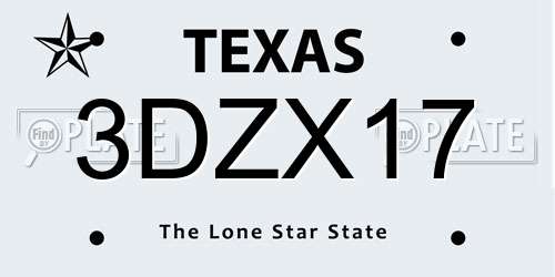 3DZX17 Texas License Plate