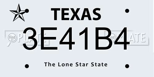 3E41B4 Texas License Plate