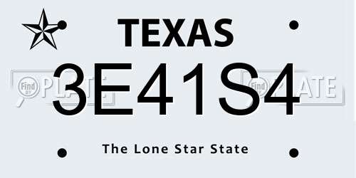 3E41S4 Texas License Plate