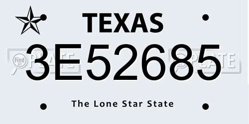 3E52685 Texas License Plate