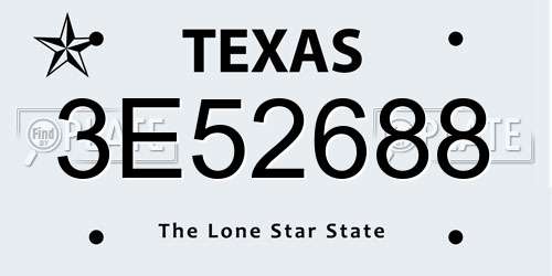 3E52688 Texas License Plate