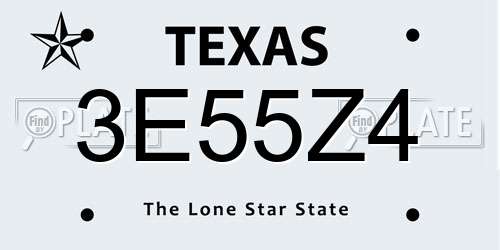 3E55Z4 Texas License Plate