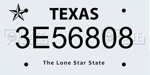 3E56808 Texas License Plate
