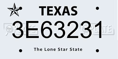 3E63231 Texas License Plate