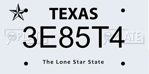 3E85T4 Texas License Plate