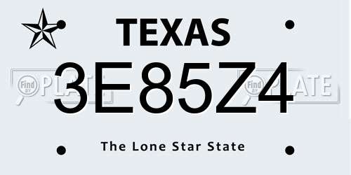 3E85Z4 Texas License Plate