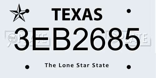 3EB2685 Texas License Plate