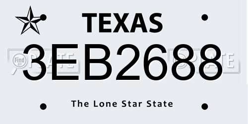 3EB2688 Texas License Plate