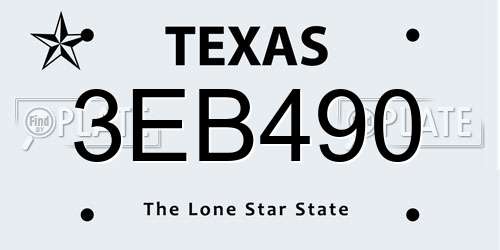 3EB490 Texas License Plate