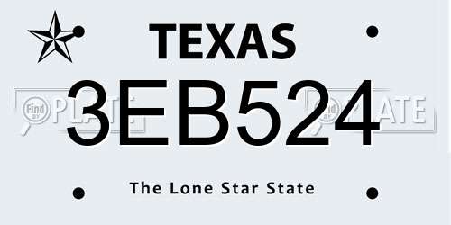 3EB524 Texas License Plate