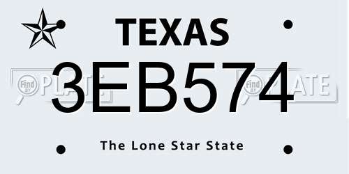 3EB574 Texas License Plate